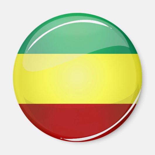 Glanzende ronde Rasta vlag Magneet (Voorkant)