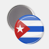 Glanzende ronde vlag van Cuba Magneet (Voorkant / Achterkant)