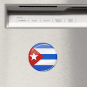 Glanzende ronde vlag van Cuba Magneet (Insitu (Vaatwasser))