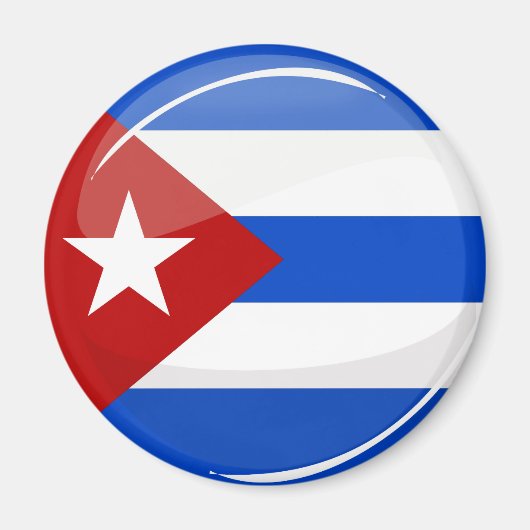 Glanzende ronde vlag van Cuba Magneet (Voorkant)