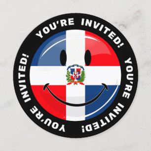 Glanzende ronde vlag van de Dominicaanse Republiek Kaart