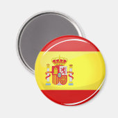 Glanzende ronde vlag van Spanje Magneet (Voorkant / Achterkant)