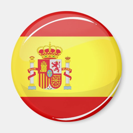 Glanzende ronde vlag van Spanje Magneet (Voorkant)