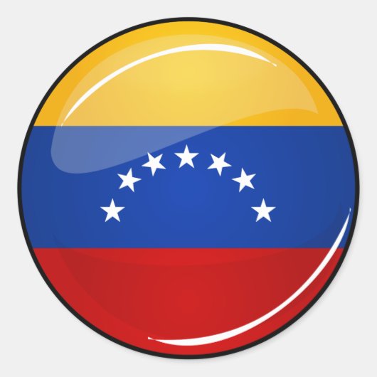 Glanzende ronde vlag van Venezuela Sticker (Voorkant)
