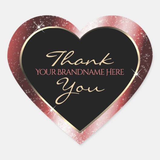 Glanzende Rood Fonkel Glitter Frame Dank Je Wel Hart Sticker (Voorkant)