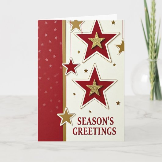 Glanzende Rood Gouden Kerstkaart Kaart (Voorkant)