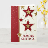 Glanzende Rood Gouden Kerstkaart Kaart (Gele Bloem)