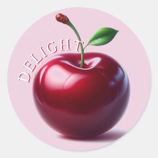 Glanzende Rood Kersen Delight Ronde Sticker (Voorkant)