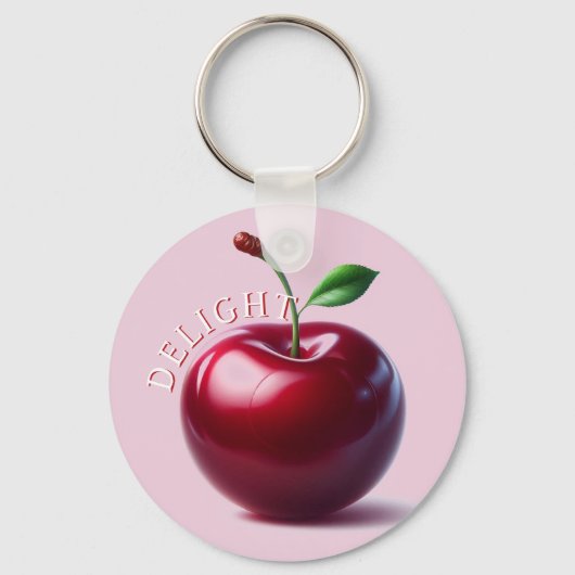 Glanzende Rood Kersen Delight Sleutelhanger (Voorkant)