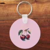 Glanzende Rood Kersen Delight Sleutelhanger (Achterkant)
