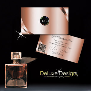 Glanzende Rose Goud met Logo en QR Code Visitekaartje