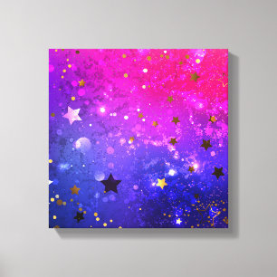Glanzende roze blauwe achtergrond canvas afdruk
