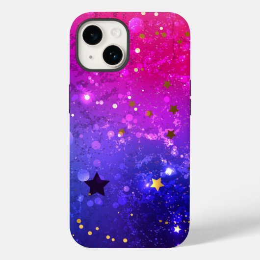 Glanzende roze blauwe achtergrond Case-Mate iPhone case (Achterkant)
