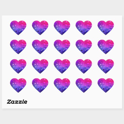 Glanzende roze blauwe achtergrond hart sticker (Vel)