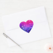 Glanzende roze blauwe achtergrond hart sticker (Envelop)