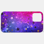 Glanzende roze blauwe achtergrond iPhone hoesje (Achterkant horizontaal)