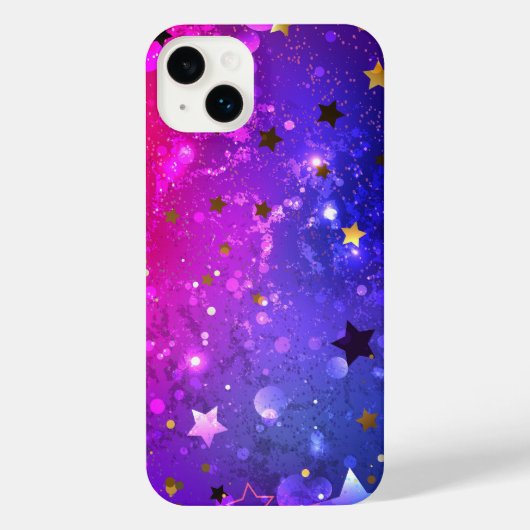 Glanzende roze blauwe achtergrond iPhone hoesje (Achterkant)