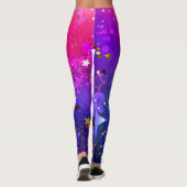 Glanzende Roze Blauwe Achtergrond Leggings (Achterkant)