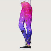 Glanzende Roze Blauwe Achtergrond Leggings (Links)