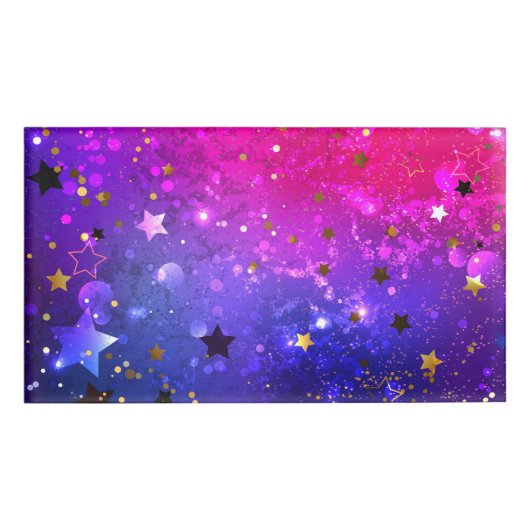 Glanzende roze blauwe achtergrond naambadge (Voorkant)