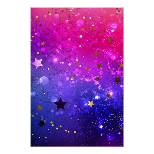 Glanzende roze blauwe achtergrond perfect poster (Voorkant)