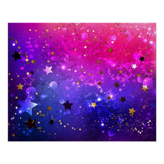 Glanzende Roze Blauwe Achtergrond Perfect Poster (Voorkant)