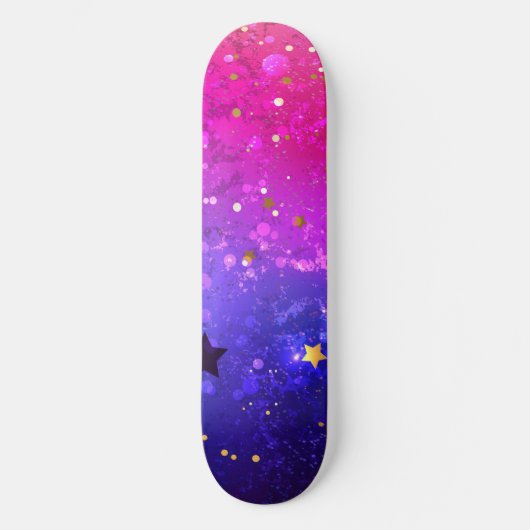 Glanzende Roze Blauwe Achtergrond Persoonlijk Skateboard (Voorkant)