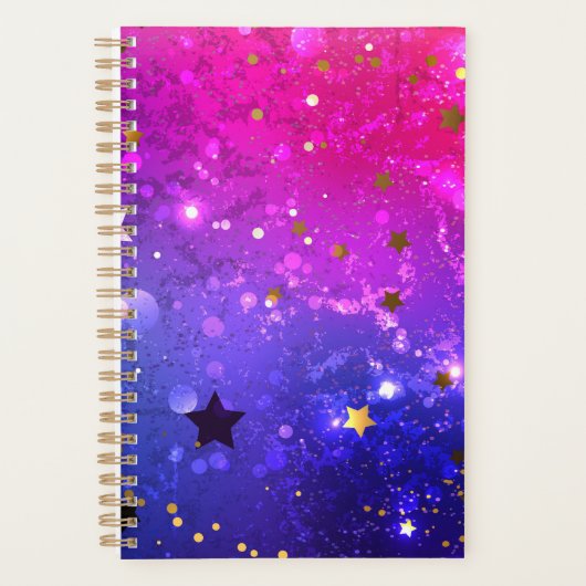 Glanzende roze blauwe achtergrond planner (Voorkant)