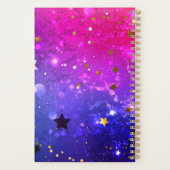 Glanzende roze blauwe achtergrond planner (Achterkant)