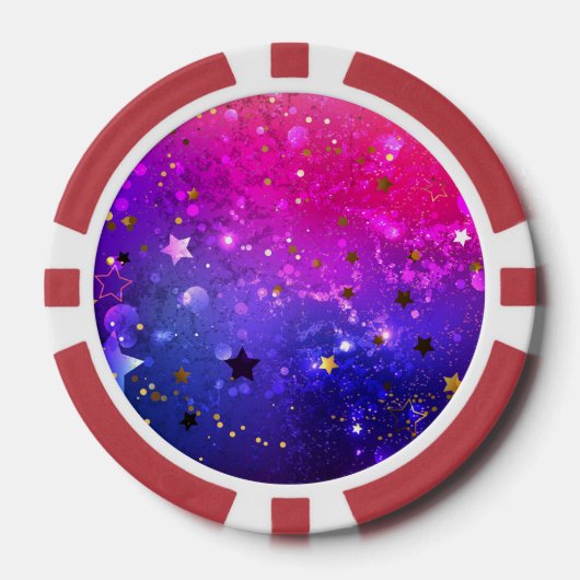 Glanzende Roze Blauwe Achtergrond Poker Chips (Voorkant)