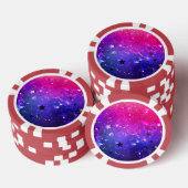 Glanzende Roze Blauwe Achtergrond Poker Chips (Opstapeling)