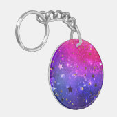 Glanzende Roze Blauwe Achtergrond Sleutelhanger (Voorkant Links)