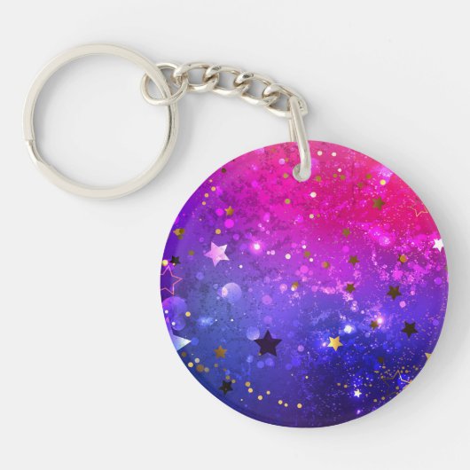 Glanzende Roze Blauwe Achtergrond Sleutelhanger (Voorkant)