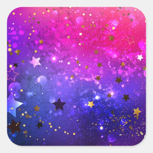 Glanzende roze blauwe achtergrond vierkante sticker (Voorkant)
