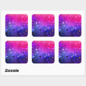 Glanzende roze blauwe achtergrond vierkante sticker (Vel)