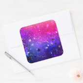 Glanzende roze blauwe achtergrond vierkante sticker (Envelop)