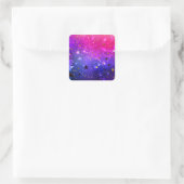 Glanzende roze blauwe achtergrond vierkante sticker (Tas)