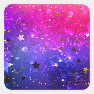 Glanzende roze blauwe achtergrond vierkante sticker