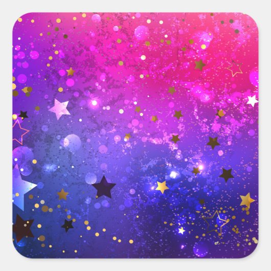 Glanzende roze blauwe achtergrond vierkante sticker (Voorkant)