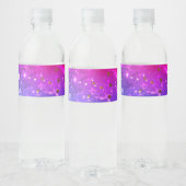 Glanzende roze blauwe achtergrond waterfles etiket (Flessen)