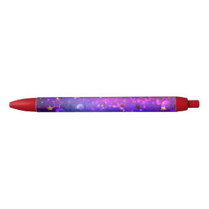 Glanzende roze blauwe achtergrond zwarte inkt pen