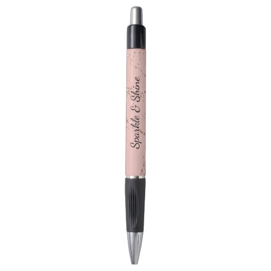 Glanzende Roze Blush Roze Goud Glitter Glans Pen (Voorkant Verticaal)