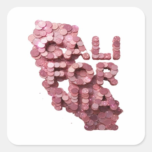 Glanzende Roze CALIFORNIA Sticker Ontwerp (Voorkant)