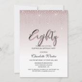 Glanzende Roze Diamanten Verjaardag Surprise 80 Kaart (Voorkant)