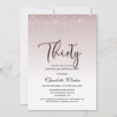 Glanzende Roze Diamanten Verjaardagsverrassing 30 Kaart (Voorkant)