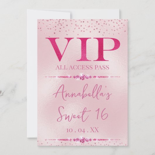 Glanzende Roze Diamanten VIP Kaart (Voorkant)