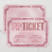 Glanzende Roze Diamanten VIP Ticket Uitnodiging (Voorkant / Achterkant)