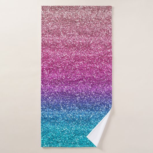 Glanzende roze en blauwe verloop glitters badhanddoek (Badhanddoek)