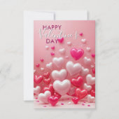 Glanzende roze en rode hart ballonnen Valentijnsda Kaart (Voorkant)