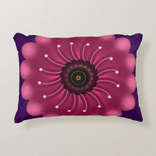 Glanzende Roze Fantasie Bloem   Abstracte Neon Blo Accent Kussen